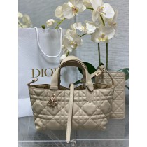 Dior Toujours Bag Beige Macrocannage Calfskin