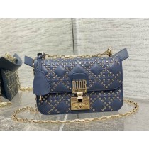 Dior Cannage Dioraddict Studded Bag Lambskin Blue