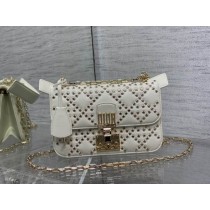 Dior Cannage Dioraddict Studded Bag Lambskin White