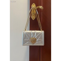 Dolce & Gabbana Devotion Crossbody Bag Quilted Nappa Leather Silver
