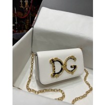 Dolce & Gabbana Nappa Leather DG Girls Shoulder Bag White