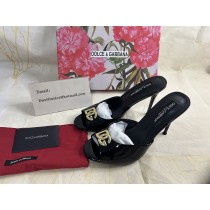 Dolce&Gabbana Patent Leather Mules 100mm With Dg Logo Black