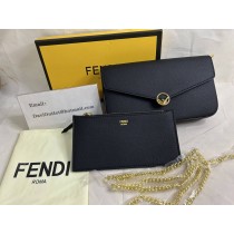 Fendi F is Fendi Chain Pouch In Calf Leather Black