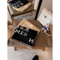 Hermes Cashmere Scarf Stole Logo Printed