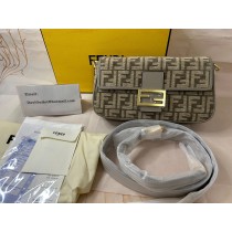 Fendi Baguette Bag FF Tapestry Fabric Beige