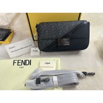 Fendi Baguette Bag In FF Motif Fabric Black