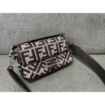 Fendi Baguette Bag With FF Embroidery Black