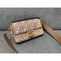 Fendi Baguette Bag With FF Embroidery Gold