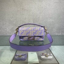 Fendi Baguette Bag With FF Embroidery Purple