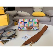 Fendi Baguette Multicolor Canvas Bag With FF Embroidery