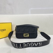 Fendi Canvas FF Embroidered Baguette Black