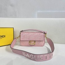 Fendi Canvas FF Embroidered Baguette Pink