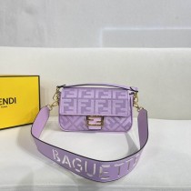 Fendi Canvas FF Embroidered Baguette Purple