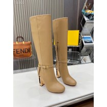 Fendi Delfina 105 mm Calfskin High-heeled Boots Khaki
