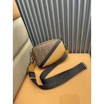 Fendi Diagonal Camera Case Leather Bag 7m286 Brown