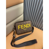 Fendi Diagonal Camera Case Leather Bag Brown 7m286