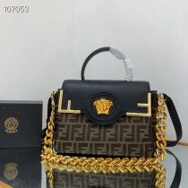 Fendi Fendace La Medusa Medium Handbag Gold Baroque Print
