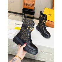 Fendi Fendigraphy Black Leather Biker Boots