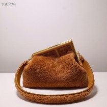 Fendi First Medium Dark Brown Sheepskin Bag