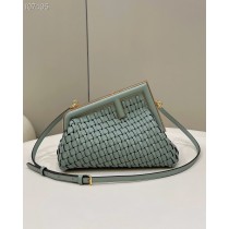 Fendi First Small Braided Leather Bag Green