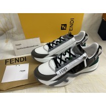 Fendi Flow FF Jacquard Men Sneakers White Gray Black