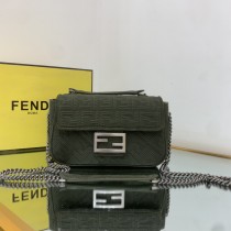 Fendi Iconic Baguette Jacquard FF Bag Army Green