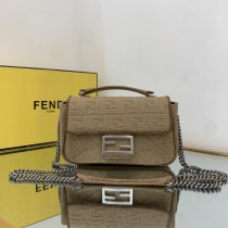 Fendi Iconic Baguette Jacquard FF Bag Carmel