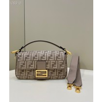 Fendi Medium Iconic Baguette Tapestry FF Bag Brown