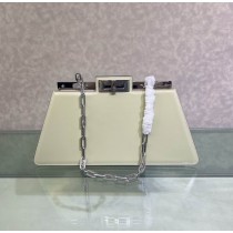 Fendi Large Patent Peekaboo Cut Bag White