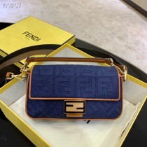 Fendi Medium Baguette FF Bag Navy Blue