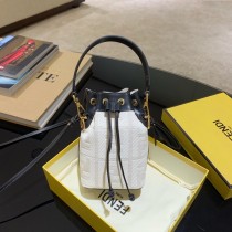 Fendi Mon Tresor FF Canvas Mini Bag White