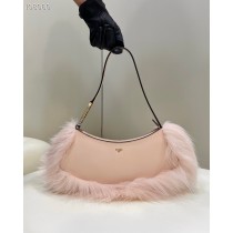 Fendi O'Lock Swing Fox Fur Leather Pouch 8BS068 Pink