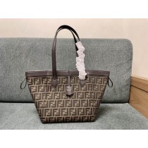 Fendi Origami Medium Bag FF Jacquard Fabric Brown