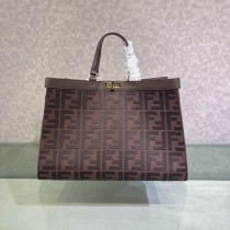 Fendi Peekaboo Ff Fabric Medium Tote Bag Coffee