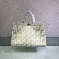 Fendi Peekaboo Ff Fabric Medium Tote Bag Green