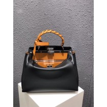 Fendi Peekaboo Iconic Bag with Strap Black Caramel