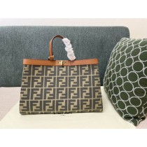 Fendi Peekaboo X-tote Canvas Bag 40CM FF Embroidery Green