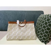 Fendi Peekaboo X-tote Canvas Bag 40CM FF Embroidery White