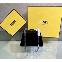 Fendi Small Patent Peekaboo Cut Bag Black