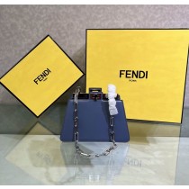 Fendi Small Patent Peekaboo Cut Bag Navy Blue