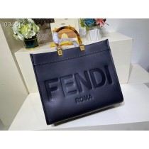 Fendi Sunshine Medium Leather Shopper Black