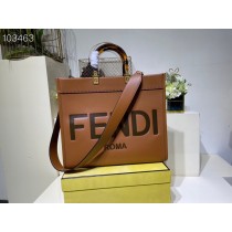 Fendi Sunshine Medium Leather Shopper Brown