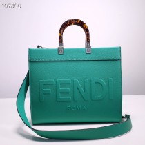 Fendi Sunshine Medium Leather Shopper Green