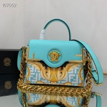 Fendi x Versace Grained Calfskin Fendace La Medusa Medium Bag Baby Blue Multicolor