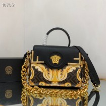 Fendi x Versace Grained Calfskin Fendace La Medusa Medium Bag Black