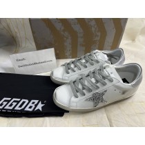 Golden Goose Superstar Low-Top Sneakers Leather Glitter White Gray