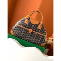 Goyard Large Goyardine Saint Jeanne Bowler Bag Brown