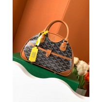 Goyard Small Goyardine Saint Jeanne Bowler Bag Brown