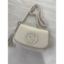 Gucc Soho Leather Shoulder Bag 336752 White