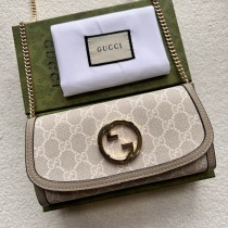 Gucci Blondie Continental Chain Wallet 725215 Beige GG Supreme Canvas